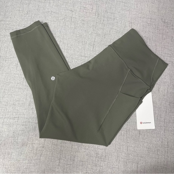 Lululemon Wunder Train High Rise Tights Pants Pockets Leggings Army Green 14 NWT - Picture 4 of 11